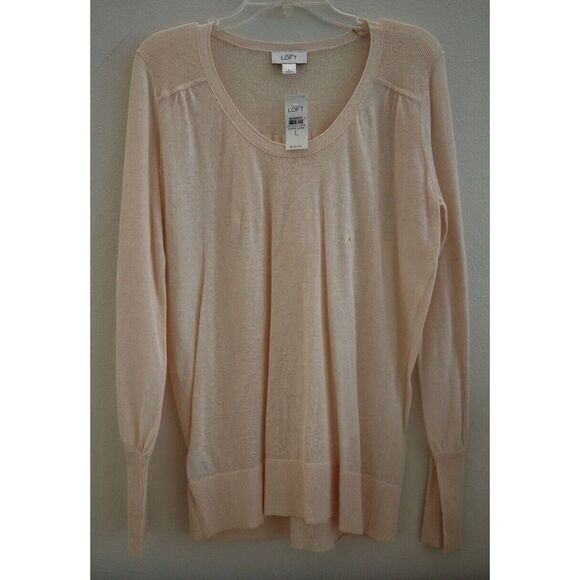 LOFT x Ann Taylor Women's Sz Large Pink Lightweight Linen Sweater - Picture 1 of 3